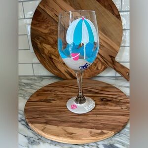 Hand-Painted Beach Theme Wine Glass 60th Birthday